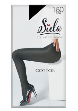 Тёплые колготки женские Siela Cotton 180 DEN, Nero, размер 3